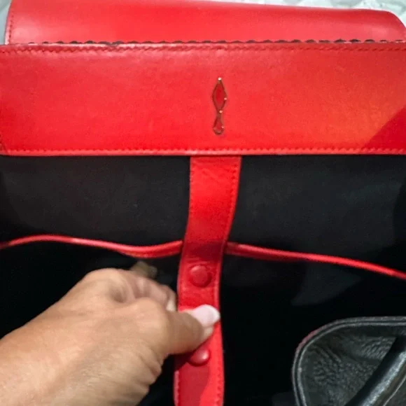 Christian Louboutin Black Studded Backpack with Red Accents - Picture 10 of 13